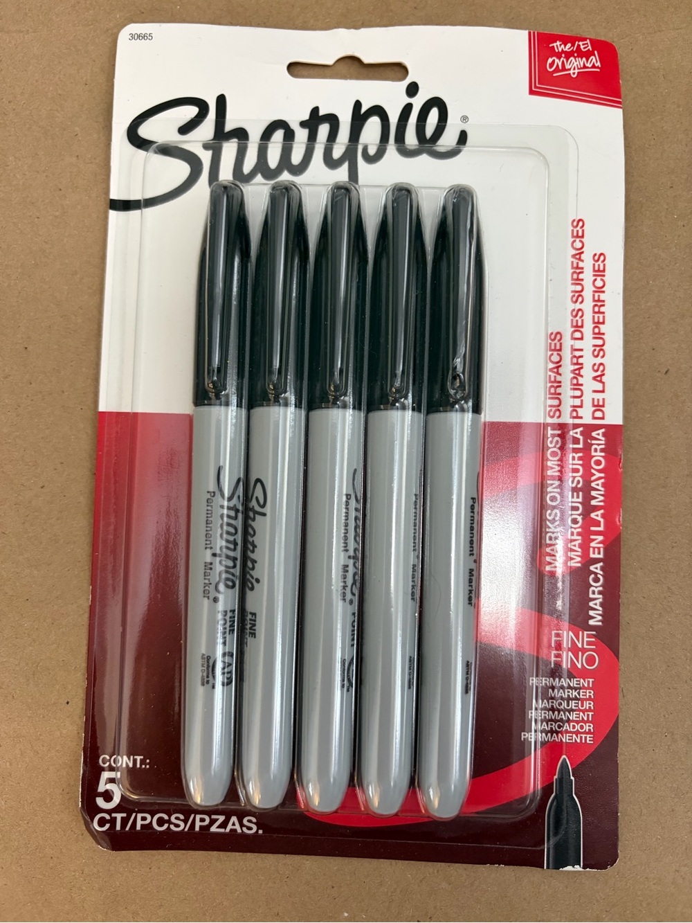 Sharpie Fine Point Permanent Markers, Black - 5 Pack